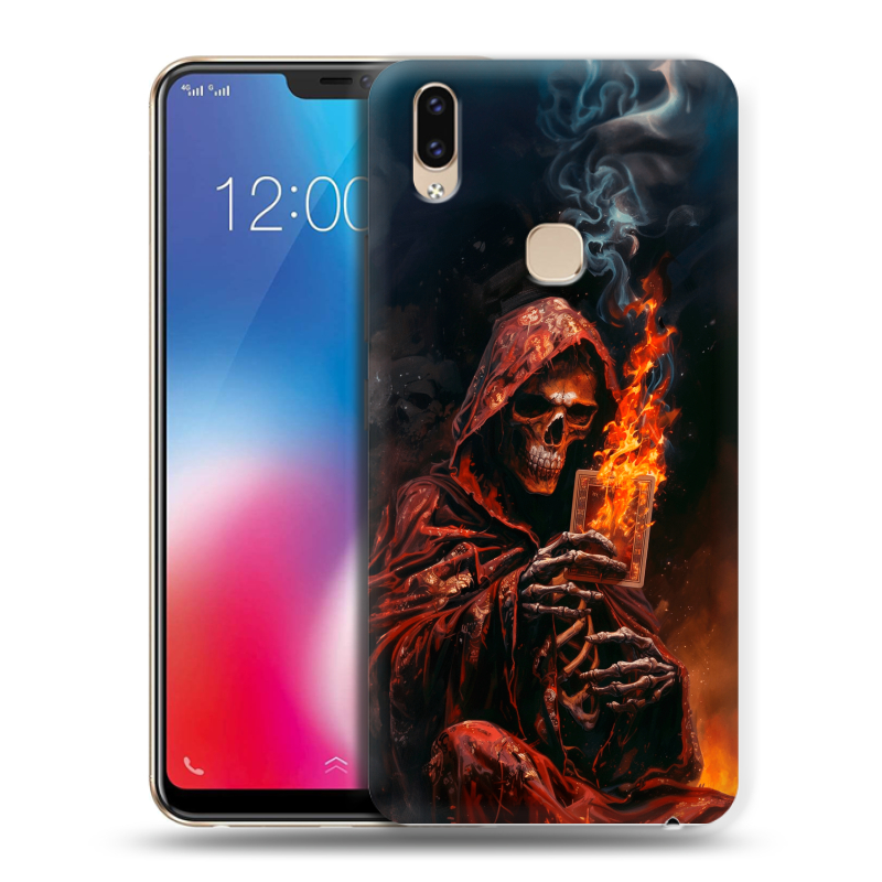 Силиконовый чехол на Vivo V9 с принтом Скелет и карты Силиконовый чехол на Vivo V9 с принтом Скелет и карты