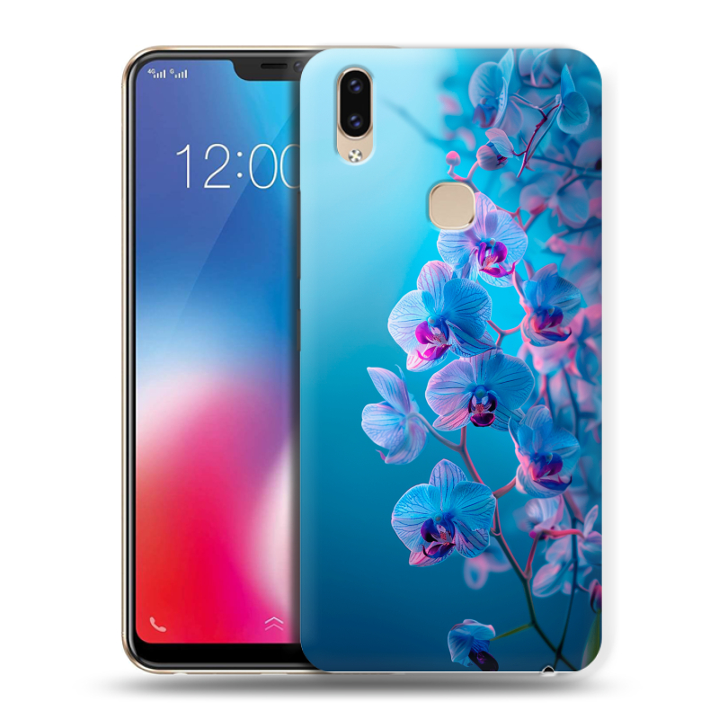 Пластиковый чехол на Vivo V9 с принтом голубые орхидеи Пластиковый чехол на Vivo V9 с принтом голубые орхидеи