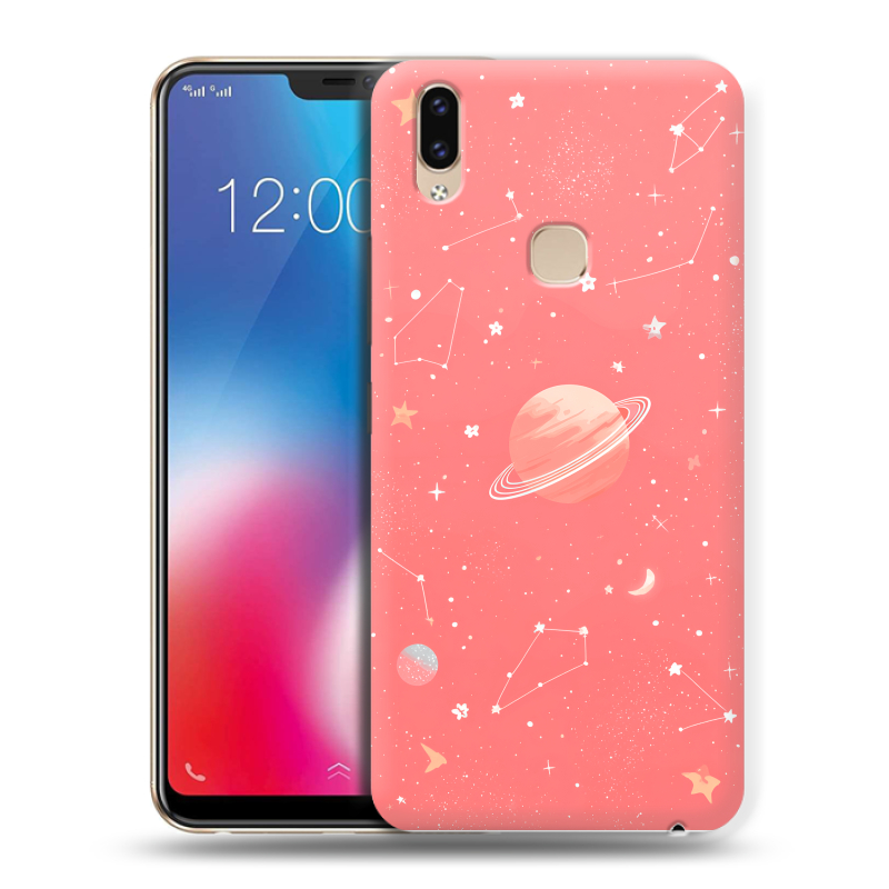 Силиконовый чехол на Vivo V9 с принтом Розовый космос Силиконовый чехол на Vivo V9 с принтом Розовый космос