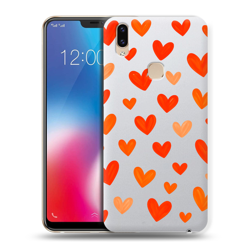 Пластиковый чехол на Vivo V9 с принтом Сердечки Пластиковый чехол на Vivo V9 с принтом Сердечки