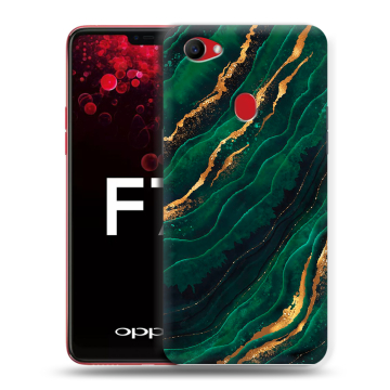 Пластиковый чехол на OPPO F7 с принтом Мрамор зеленое золото
