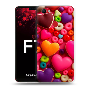 Пластиковый чехол на OPPO F7 с принтом Сердечки