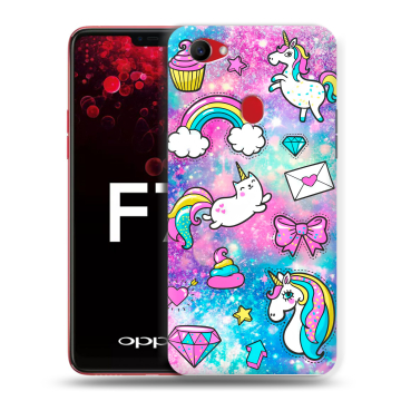 Пластиковый чехол на OPPO F7 с принтом Единороги