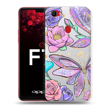 Пластиковый чехол на OPPO F7 с принтом Бабочки и цветы