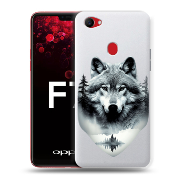Пластиковый чехол на OPPO F7 с принтом Волк в лесу