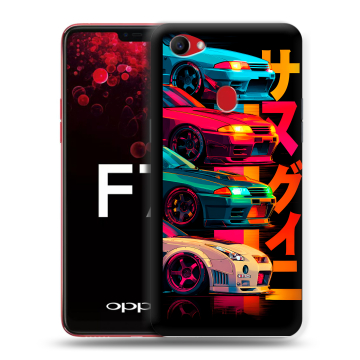 Пластиковый чехол на OPPO F7 с принтом Гоночные машины