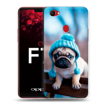 Пластиковый чехол на OPPO F7 с принтом Мопс в шапке Пластиковый чехол на OPPO F7 с принтом Мопс в шапке