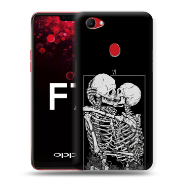 Пластиковый чехол на OPPO F7 с принтом Поцелуй скелетов Пластиковый чехол на OPPO F7 с принтом Поцелуй скелетов