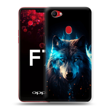 Пластиковый чехол на OPPO F7 с принтом Волк ночной Пластиковый чехол на OPPO F7 с принтом Волк ночной