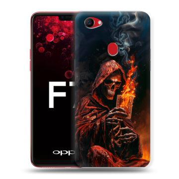 Пластиковый чехол на OPPO F7 с принтом Скелет и карты