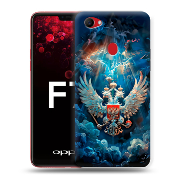 Пластиковый чехол на OPPO F7 с принтом Герб флаг России