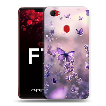 Пластиковый чехол на OPPO F7 с принтом бабочки и лаванда