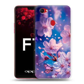 Пластиковый чехол на OPPO F7 с принтом цветы бабочки