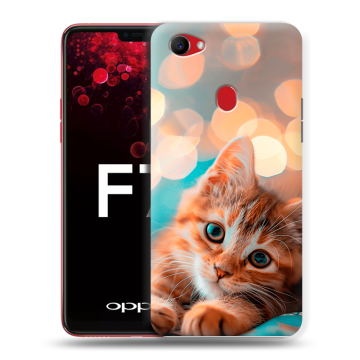 Пластиковый чехол на OPPO F7 с принтом котик