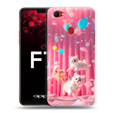Пластиковый чехол на OPPO F7 с принтом милые котики