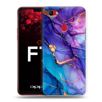 Пластиковый чехол на OPPO F7 с принтом синий мрамор