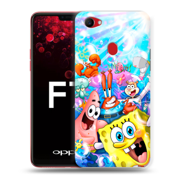 Пластиковый чехол на OPPO F7 с принтом спанчбоб спанч боб