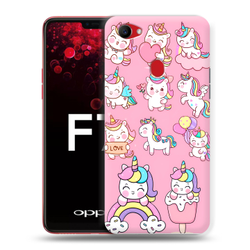 Пластиковый чехол на OPPO F7 с принтом Единороги и радуга