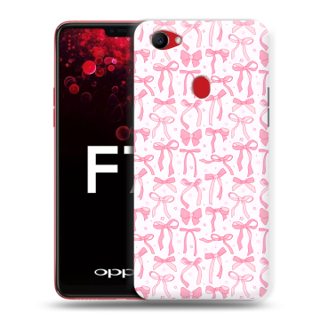 Пластиковый чехол на OPPO F7 с принтом Розовые бантики