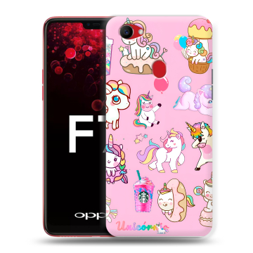 Пластиковый чехол на OPPO F7 с принтом розовые единороги Пластиковый чехол на OPPO F7 с принтом розовые единороги