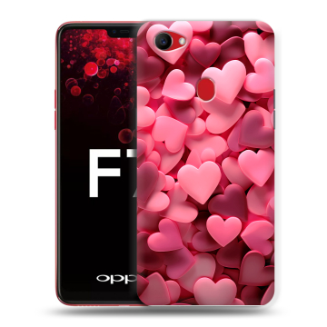 Пластиковый чехол на OPPO F7 с принтом розовые сердечки Пластиковый чехол на OPPO F7 с принтом розовые сердечки
