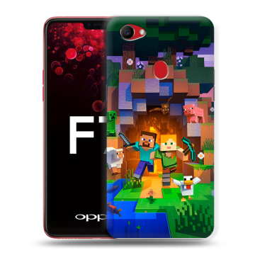 Пластиковый чехол на OPPO F7 с принтом Майнкрафт Minecraft