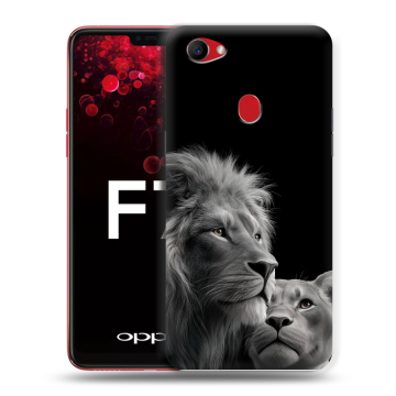 Пластиковый чехол на OPPO F7 с принтом Лев кошки