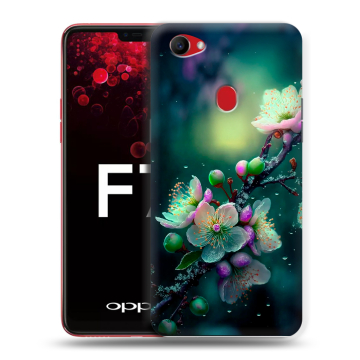 Пластиковый чехол на OPPO F7 с принтом Цветы и мрамор