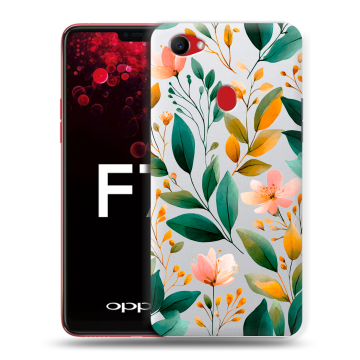 Пластиковый чехол на OPPO F7 с принтом Цветы паттерн
