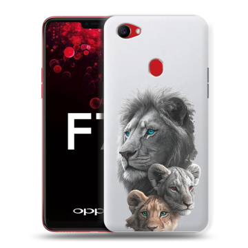 Пластиковый чехол на OPPO F7 с принтом Львы