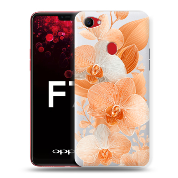 Пластиковый чехол на OPPO F7 с принтом Бежевые цветы