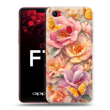 Пластиковый чехол на OPPO F7 с принтом Цветы и бабочки