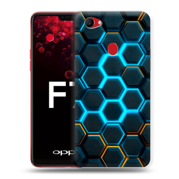 Пластиковый чехол на OPPO F7 с принтом Неоновые соты