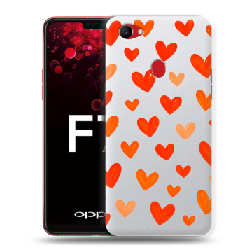 Пластиковый чехол на OPPO F7 с принтом Сердечки
