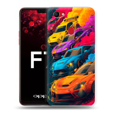 Пластиковый чехол на OPPO F7 с принтом Тачки