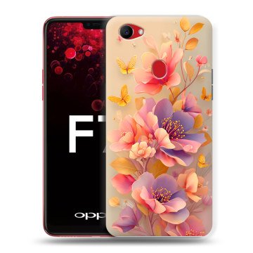 Пластиковый чехол на OPPO F7 с принтом Цветы и бабочки