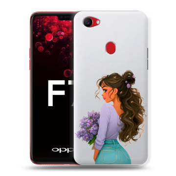 Пластиковый чехол на OPPO F7 с принтом девушка цветы