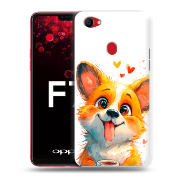 Пластиковый чехол на OPPO F7 с принтом корги