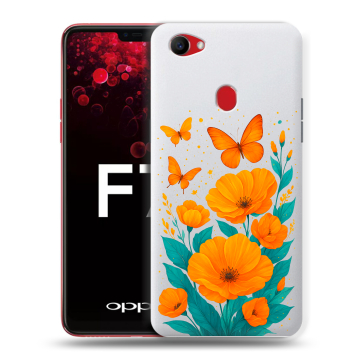 Пластиковый чехол на OPPO F7 с принтом цветы бабочки