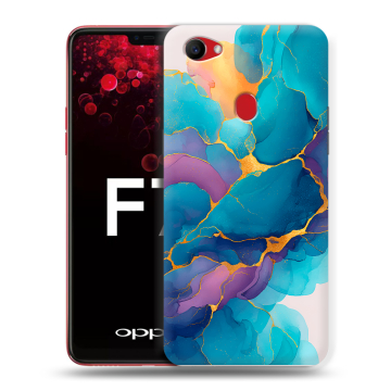 Пластиковый чехол на OPPO F7 с принтом Мрамор блестки