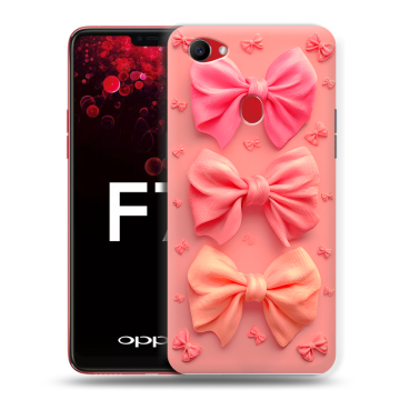 Пластиковый чехол на OPPO F7 с принтом Розовые бантики