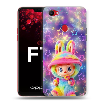 Пластиковый чехол на OPPO F7 с принтом Labubu Лабубу