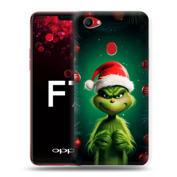 Пластиковый чехол на OPPO F7 с принтом Гринч Новый год Рождество