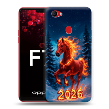 Пластиковый чехол на OPPO F7 с принтом Новый год коня