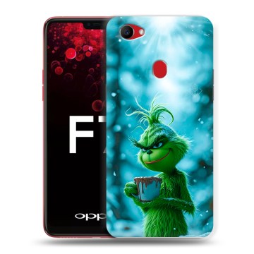 Пластиковый чехол на OPPO F7 с принтом Новый год гринч