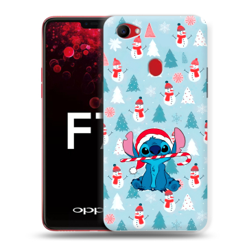Пластиковый чехол на OPPO F7 с принтом Стич Новый год