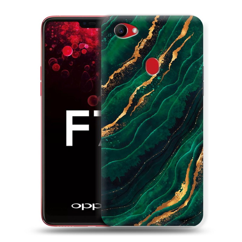 Пластиковый чехол на OPPO F7 с принтом Мрамор зеленое золото Пластиковый чехол на OPPO F7 с принтом Мрамор зеленое золото