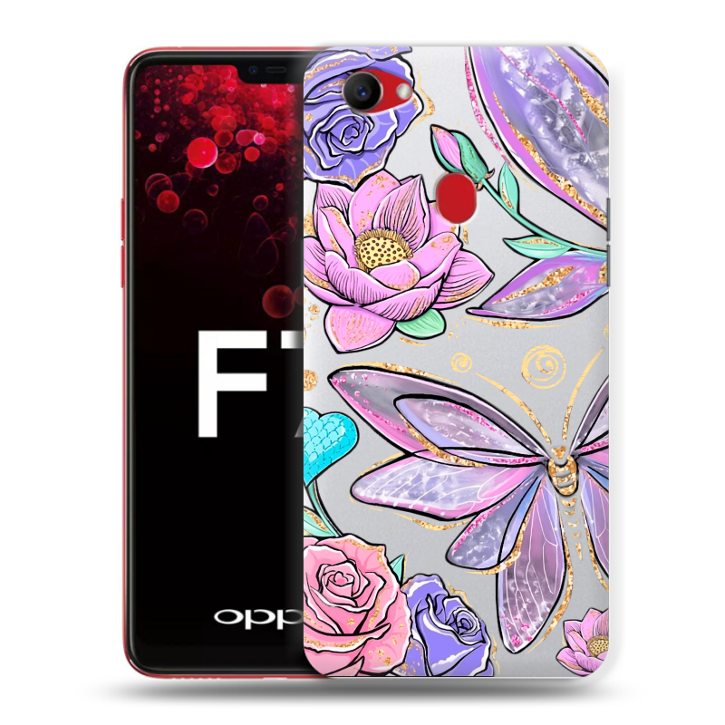 Пластиковый чехол на OPPO F7 с принтом Бабочки и цветы Пластиковый чехол на OPPO F7 с принтом Бабочки и цветы