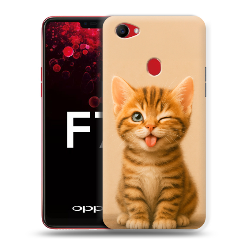 Пластиковый чехол на OPPO F7 с принтом котенок Пластиковый чехол на OPPO F7 с принтом котенок