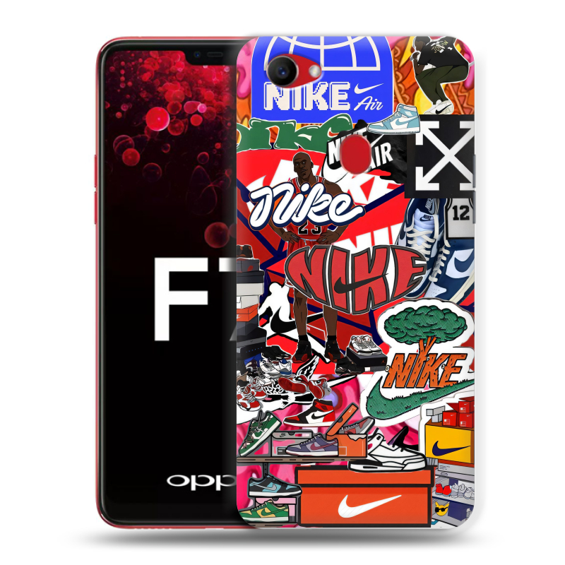 Пластиковый чехол на OPPO F7 с принтом Найк Nike яркий Пластиковый чехол на OPPO F7 с принтом Найк Nike яркий